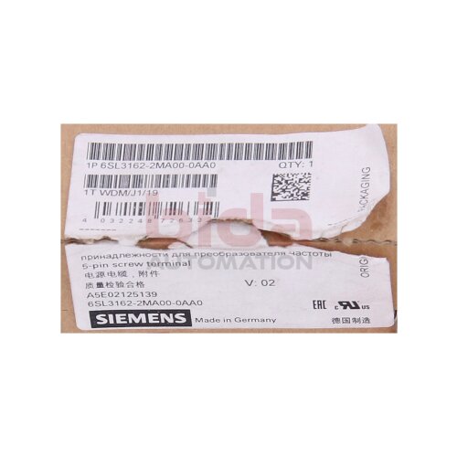 Siemens 6SL3162-2MA00-0AA0 / 6SL3 162-2MA00-0AA0 5-polige Schraubklemme/5-pin screw terminal 3-30A