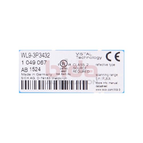 Sick WL9-3P3432 (1049067) Reflexions-Lichtschranke/ Retro-reflective photoelectric sensor 10-30V