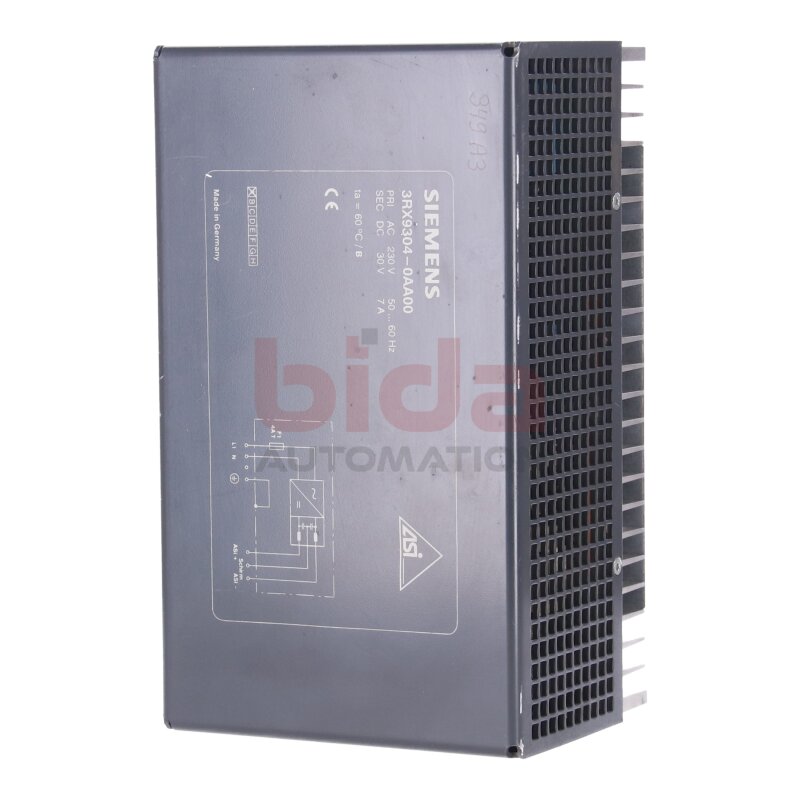Siemens 3RX9304-0AA00 / 3RX9 304-0AA00 AS-INTERFACE NETZTEIL / AS-INTERFACE POWER SUPPLY UNIT 30VDC 230 VAC 7A