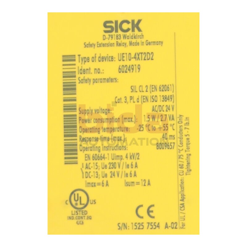 UE10-4XT2D2 SICK Sicherheitsschaltger&auml;t Safety Relay