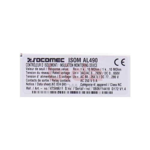 Socomec ISOM AL490 Isolations&uuml;berwachungsger&auml;t / Isolation monitoring advice 250VAC 5A