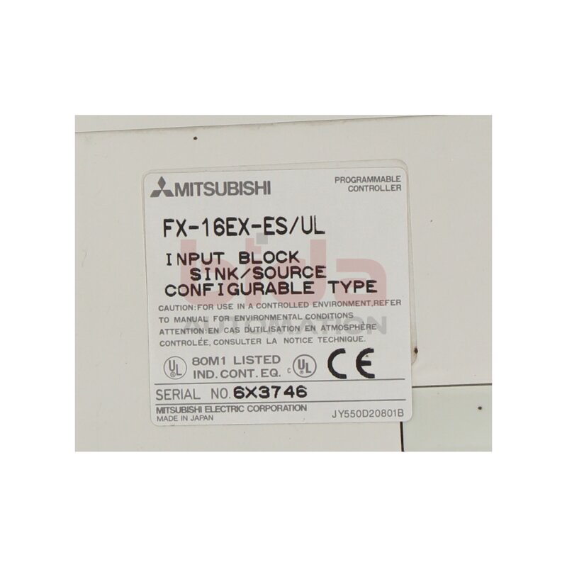 Mitsubishi FX-16EX-ES/UL Erweiterungsmodul Programmierbare Steuerung / Expansion Module INPUT BLOCK SINK/SOURCE CONFIGURABLE TYPE PROGRAMMABLE CONTROLLER
