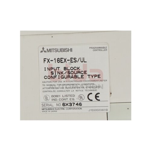 Mitsubishi FX-16EX-ES/UL Erweiterungsmodul Programmierbare Steuerung / Expansion Module INPUT BLOCK SINK/SOURCE CONFIGURABLE TYPE PROGRAMMABLE CONTROLLER