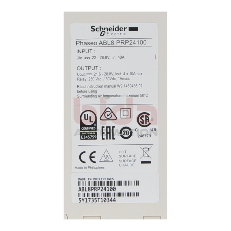 Schneider Electric ABL8PRP24100 Elektronisches Schutzmodul Electronic protection module Modicon