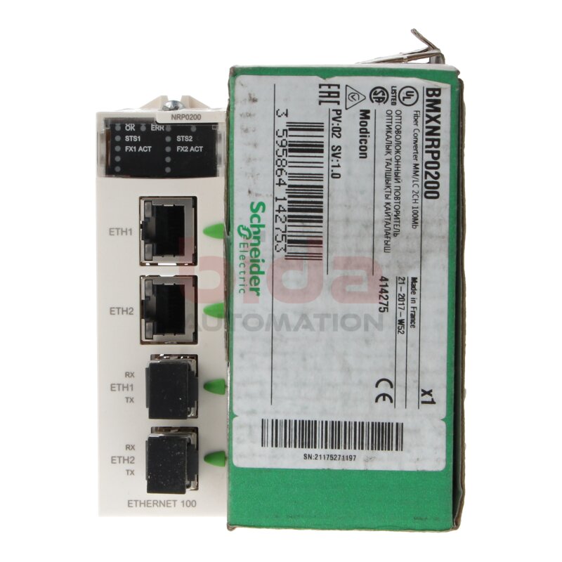 Schneider Electric BMXNRP0200 Glasfaser-Konverter Fiber Converter MM/LC 2CH