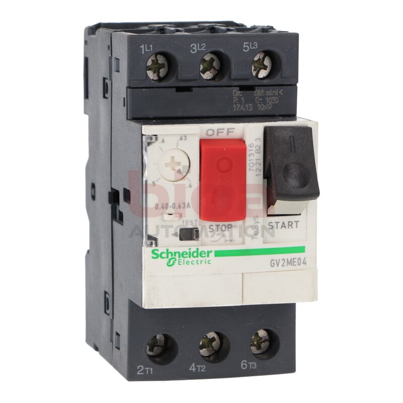 Schneider Electric GV2ME04 Motorschutzschalter, 3p, 0,4-0,63A motor protection switch