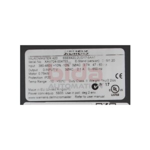 Siemens 6SE6420-2UD17-5AA1 Micromaster Frequenzumrichter...