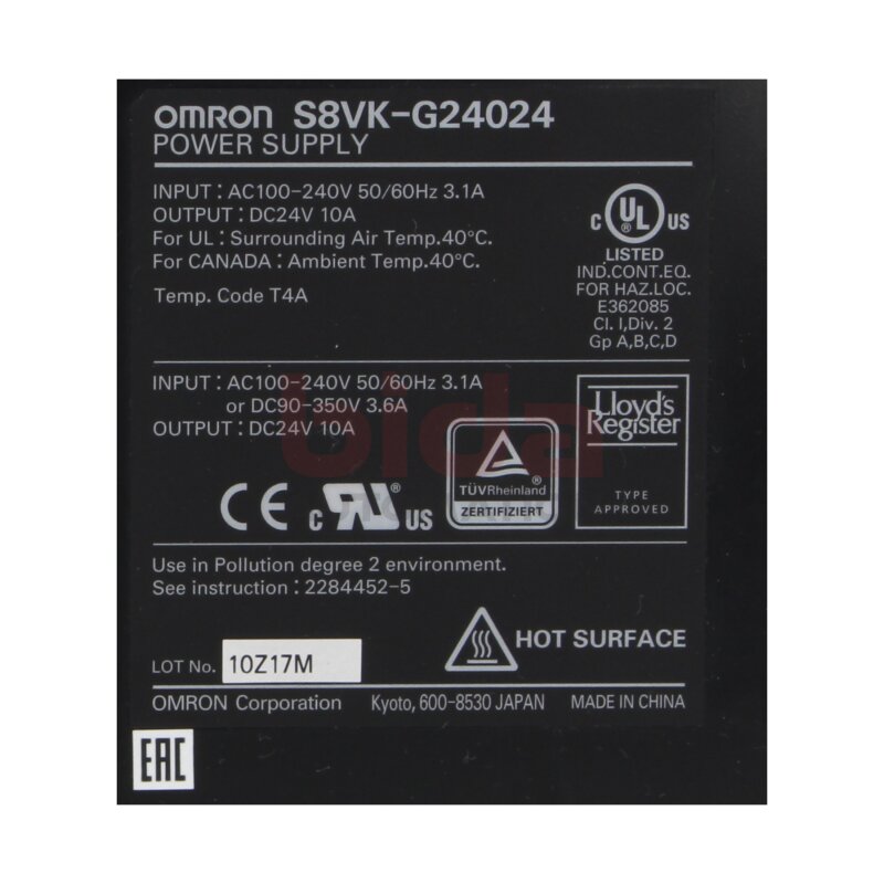 Omron S8VK-G24024 Stromversorgung Power Supply DC24V 10A AC100-240V 50/60Hz 3.1A