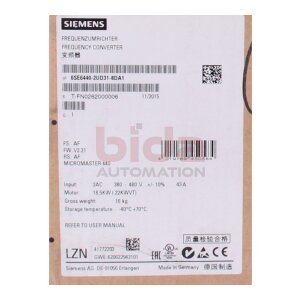 Siemens 6SE6440-2UD31-8DA1 MICROMASTER 440 ohne Filter...
