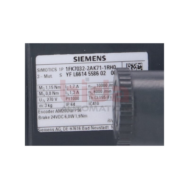 Siemens 1FK7032-2AK71-1RH0 Servomotor Servo Motor Synchronmotor