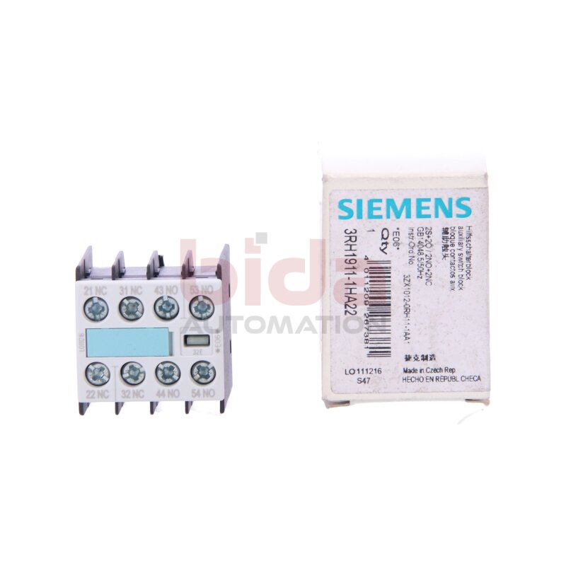 Siemens 3RH1911-1HA22 Hilfsschalterblock Auxiliary switch block 32 E 2 S + 2 &Ouml;