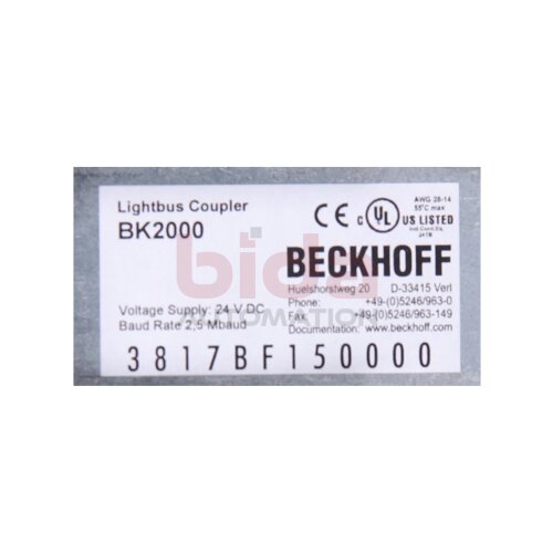 Beckhoff BK2000 Lightbus-Koppler Buskoppler coupler BK 2000