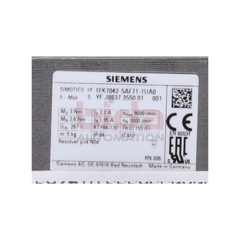 1FK7042-5AF71-1UA0 Servomotor Servo Motor Synchronservomotor Synchronmotor 1FK7 042-5AF71-1UA0