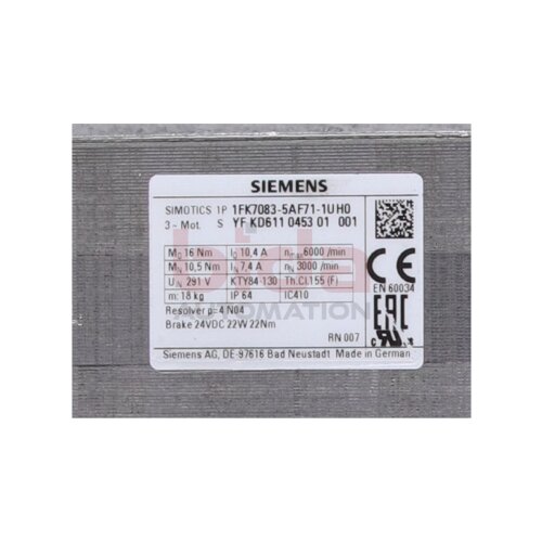 Siemens 1FK7083-5AF71-1UH0 Servomotor Servo Motor Synchronservomotor