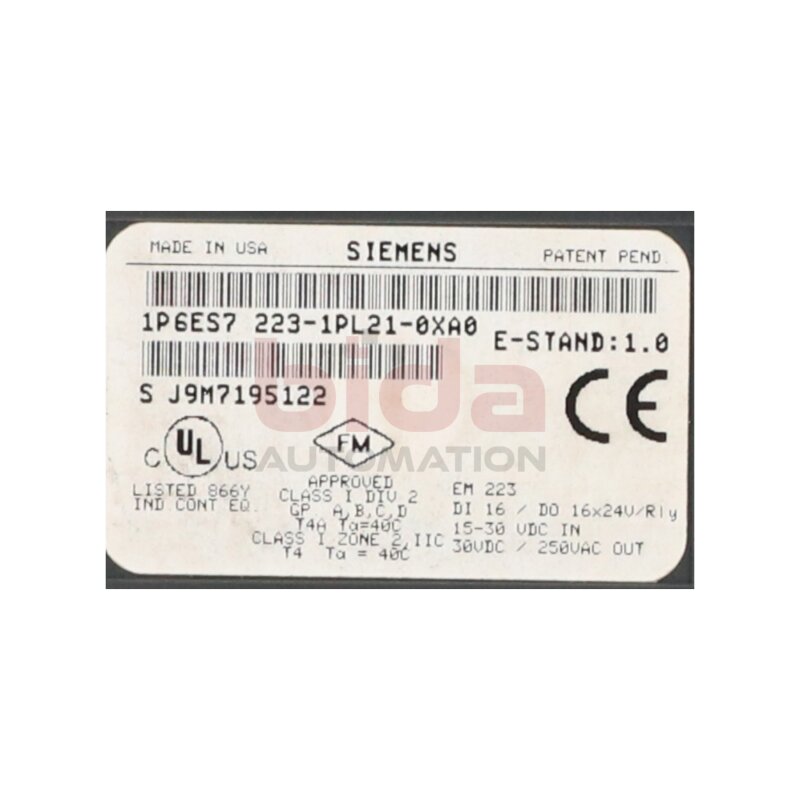 Siemens 6ES7223-1PL21-0XA0 / 6ES7 223-1PL21-0XA0  Simens Simatic Digital Relais 15-30 VDC
