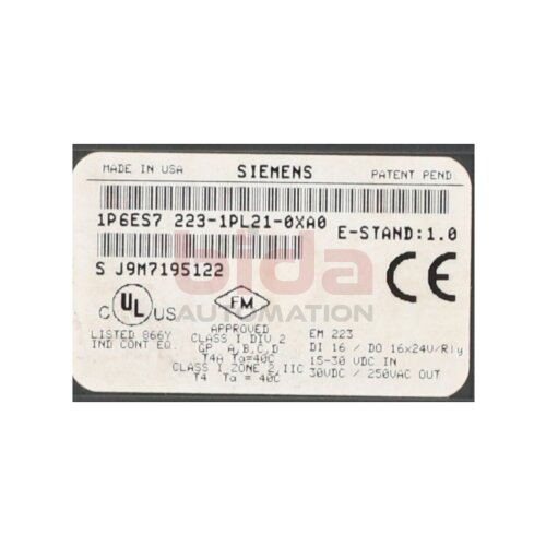 Siemens 6ES7223-1PL21-0XA0 / 6ES7 223-1PL21-0XA0  Simens Simatic Digital Relais 15-30 VDC