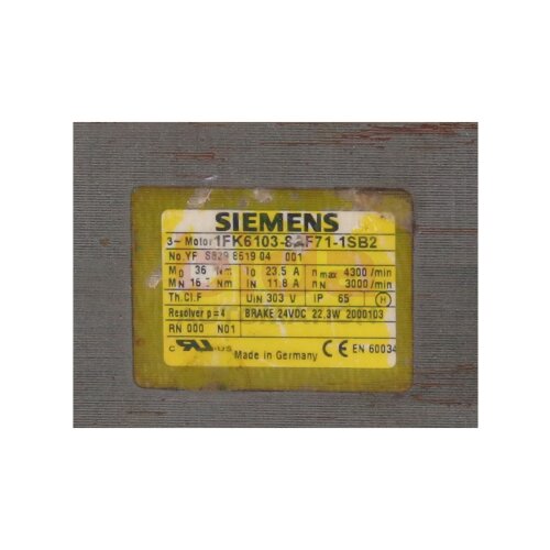 Siemens 1FK6103-8AF71-1SB2 / 1FK6 103-8AF71-1SB2 Synchronservomotor Synchronous servo motor