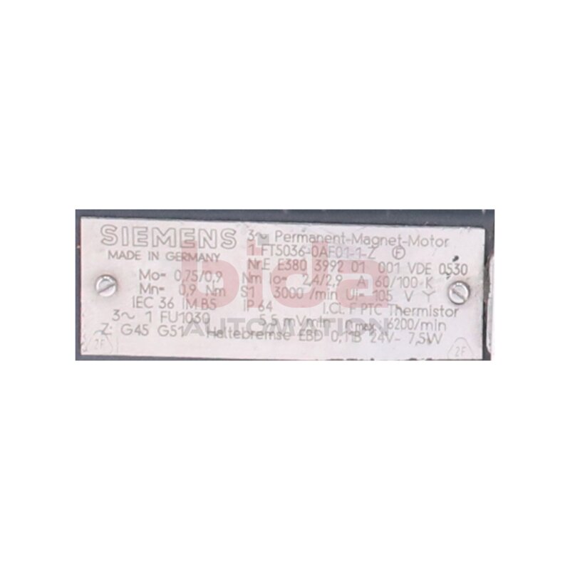 Siemens 1FT5036-0AF01-1-Z / 1FT5 036-0AF01-1-Z  AC-VSA-Motor