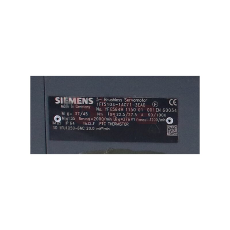 Siemens 1FT5104-1AC71-3EA0 / 1FT5 104-1AC71-3EA0 Servomotor  600V