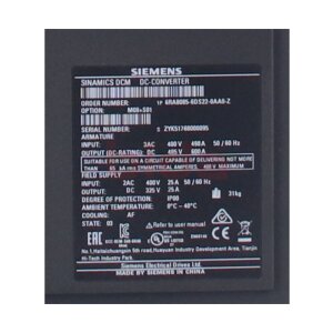 Siemens 6RA8085-6DS22-0AA0-Z SINAMICS DCM 6RA8...