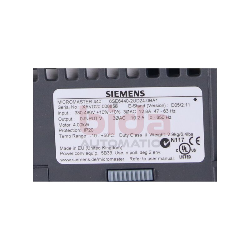 Siemens 6SE6440-2UD24-0BA1 Frequenzumrichter Frequency Converter 6SE6 440-2UD24-0BA1