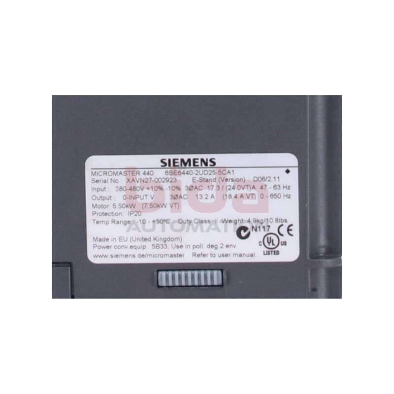 Siemens 6SE6440-2UD25-5CA1 Frequenzumrichter Frequency Converter 6SE6 440-2UD25-5CA1
