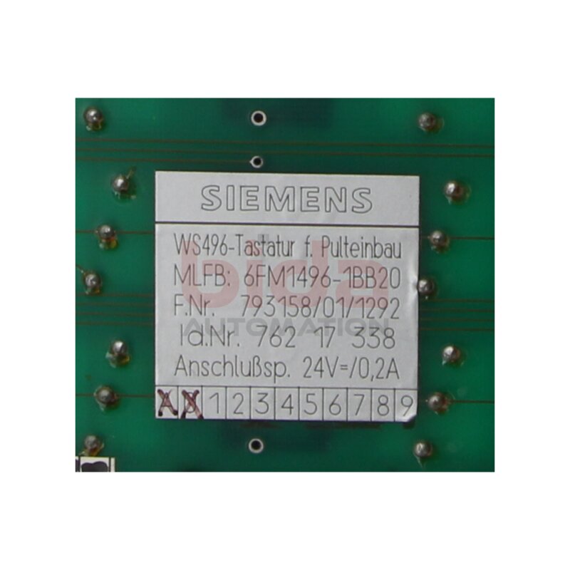 Siemens 6FM1496-1BB20 Keyboard Panel Tastatur 6FM1 496-1BB20