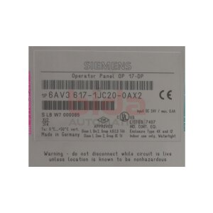 Siemens 6AV3617-1JC20-0AX2 Operator Panel OP17/DP...
