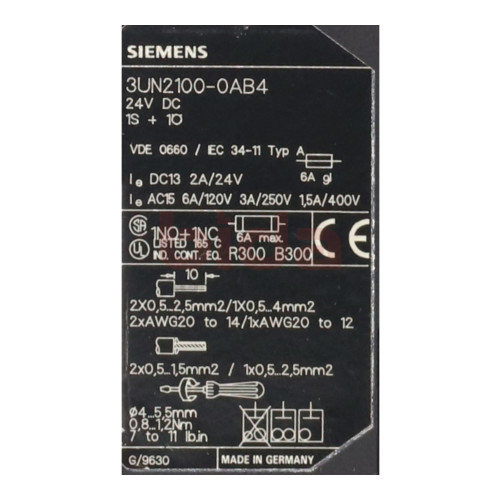 Siemens 3UN2100-0AB4 / 3UN2 100-0AB4  MotorschutzThermistor 2A 24V