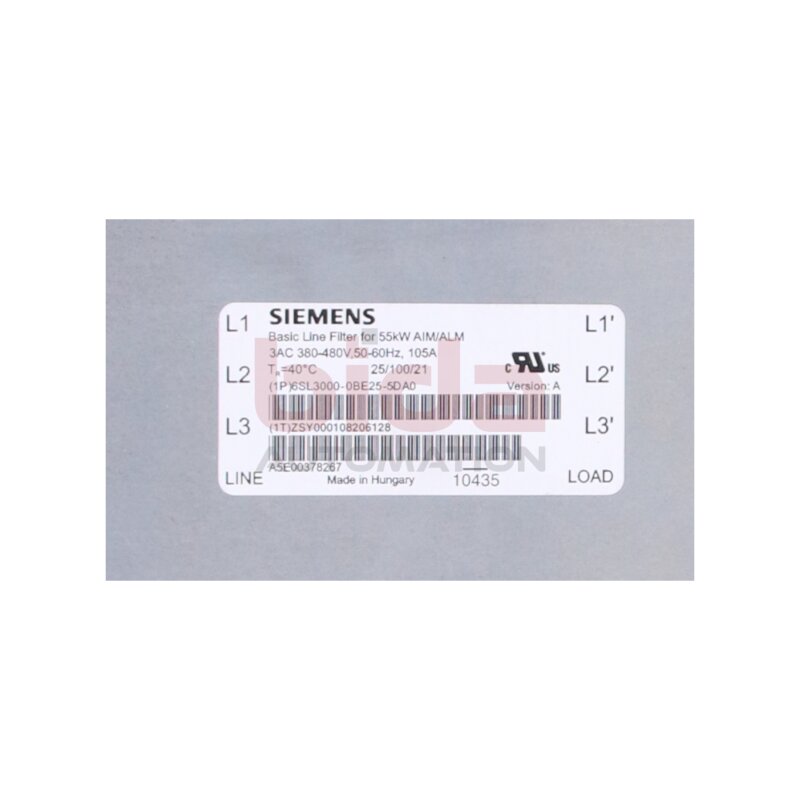 Siemens 6SL3000-0BE25-5DA0 / 6SL3 000-0BE25-5DA0  SINAMICS/SIMODRIVE 611 Basic line Filter / Basis-Netzfilter  380-480V, 50/60Hz