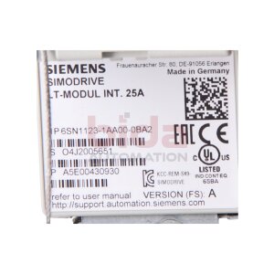 Siemens 6SN1123-1AA00-0BA2 / 6SN1 123-1AA00-0BA2...