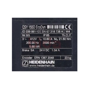 Heidenhain QSY155DEcoDyn Vorschubmotor Motor IdNr. 339881-1D