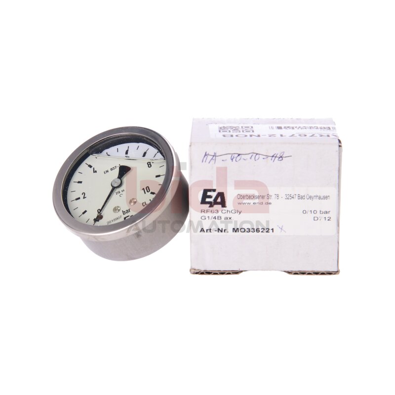 END MO336221 Manometer, d63, 0-10bar,Glyzerinf&uuml;llung Manometer, d63, 0-10bar axially, Glycerine