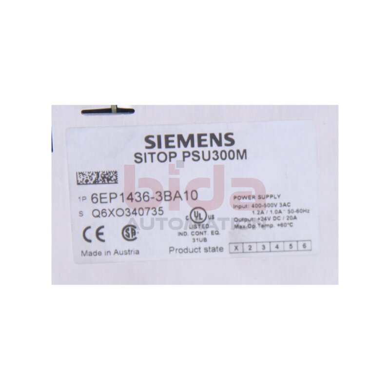 Siemens 6EP1436-3BA10 (6EP1 436-3BA10) Stromversrogung Power Supply SITOP PSU300M