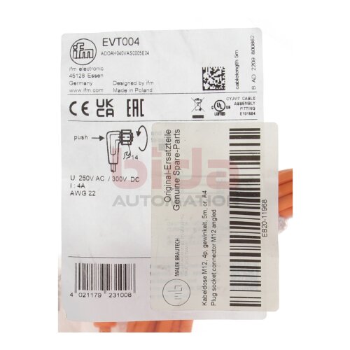 ifm electronic EVT004 (ADOAH040VAS0005E04) Anschlusskabel mit Buchse Cable M12