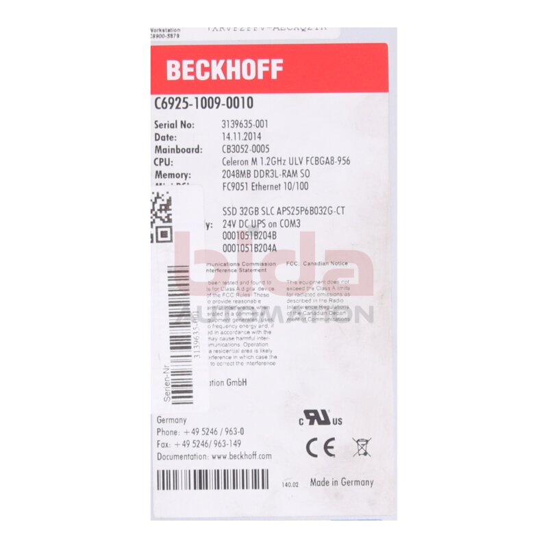 Beckhoff C6925-1009-0010 Industrial PC Industrie-PC Schaltschrank-Industrie-PC