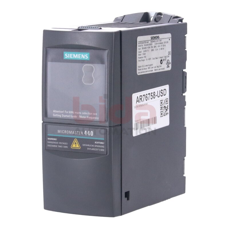 Siemens 6SE6440-2UD21-1AA1 (6SE6 440-2UD21-1AA1) MICROMASTER 440 Frequenzumrichter Frequency Converter