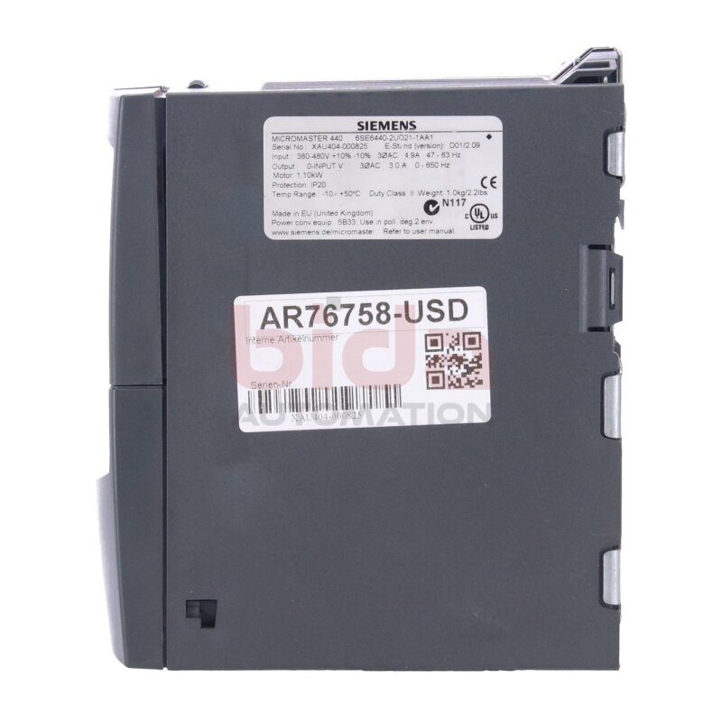 Siemens 6SE6440-2UD21-1AA1 (6SE6 440-2UD21-1AA1) MICROMASTER 440 Frequenzumrichter Frequency Converter