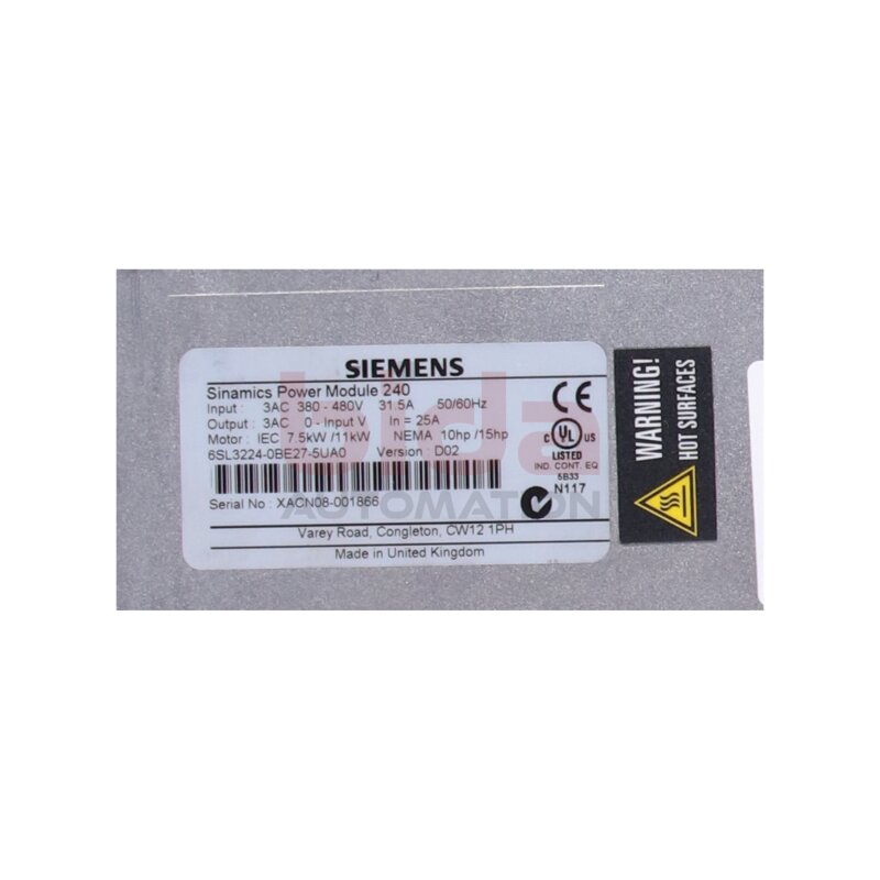 Siemens 6SL3224-0BE27-5UA0 Frequenzumrichter frequency converter