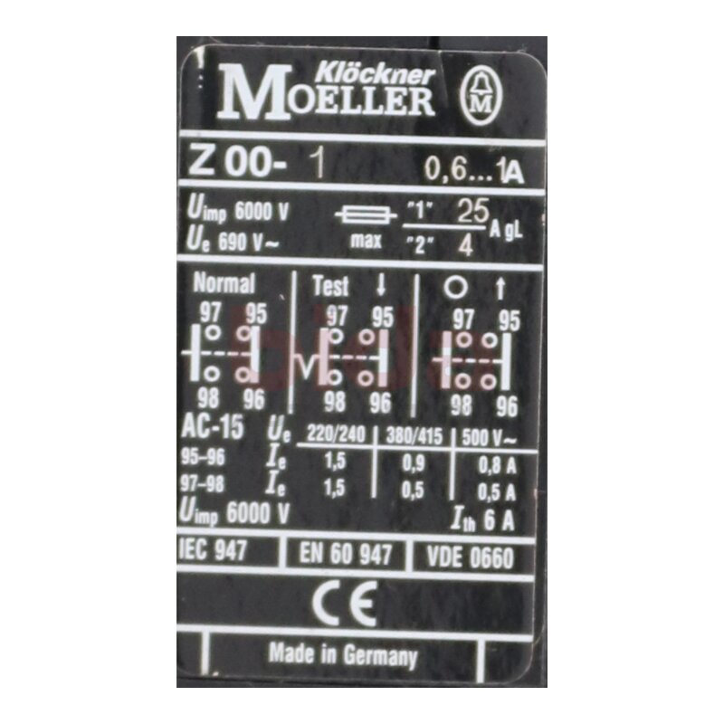 Moeller Z00-1 Motorschutzrelais Motor Overload Relay
