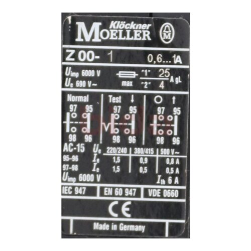 Moeller Z00-1 Motorschutzrelais Motor Overload Relay