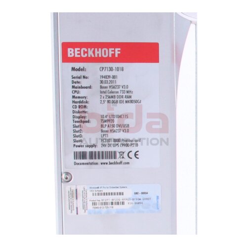 BECKHOFF CP7130-1018 Singletouch-Bedienfeld Singletouch-Control-Panel
