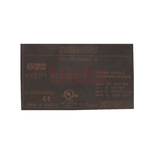Siemens 6EP1931-2EC31 SITOP DC-USV-Modul 24 V/15 A