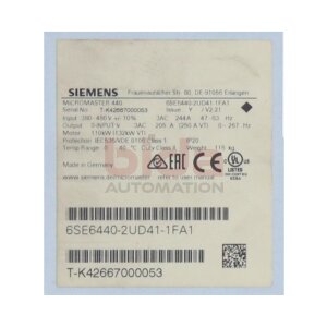 Siemens 6SE6440-2UD41-1FA1 / 6SE6440-2UD41-1FA1...