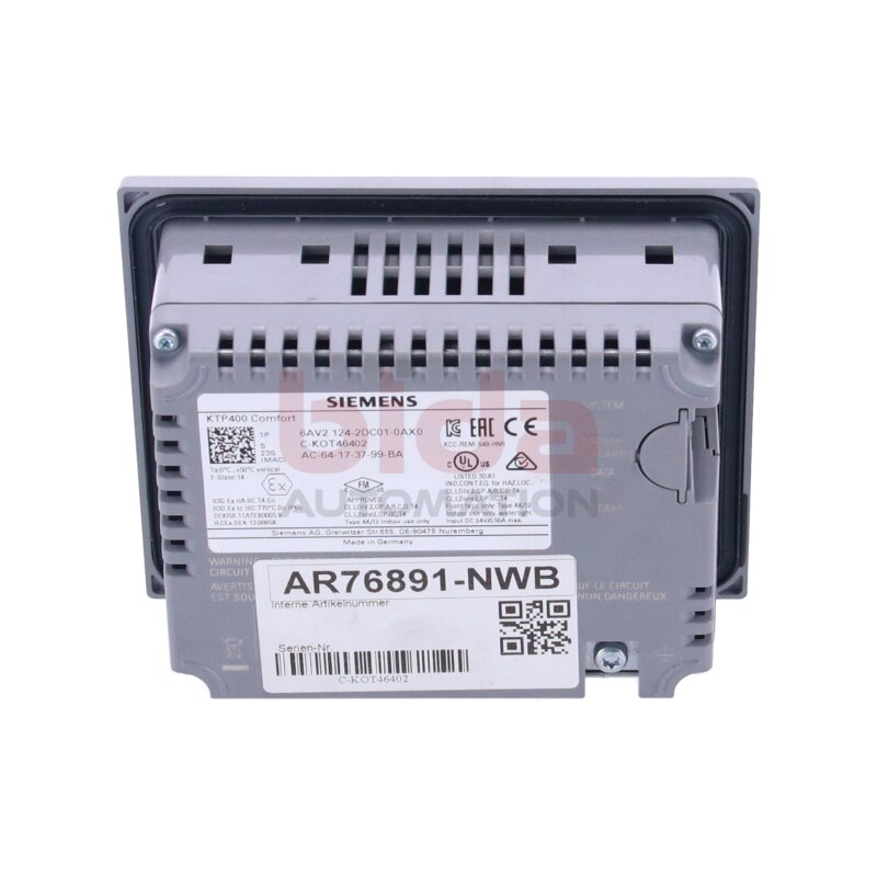 Siemens 6AV2124-2DC01-0AX0 SIMATIC HMI KTP400 Comfort Komfort-Panel Comfort Panel