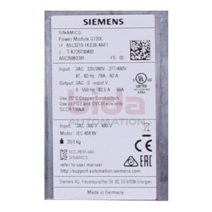 Siemens 6SL3210-1KE28-4AF1 SINAMICS G120C...