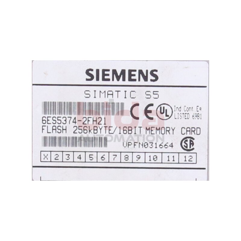 Siemens 6ES5374-2FH21 / 6ES5 374-2FH21 SIMATIC S5, MEMORY CARD / SPEICHERKARTE LANGE BAUFORM FLASH, 256 KBYTE