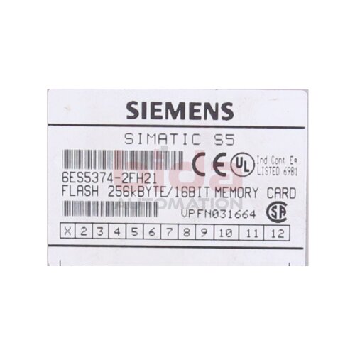 Siemens 6ES5374-2FH21 / 6ES5 374-2FH21 SIMATIC S5, MEMORY CARD / SPEICHERKARTE LANGE BAUFORM FLASH, 256 KBYTE