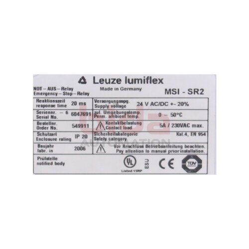 Leuze MSI-SR2(549911) Sicherheits-Schaltger&auml;t Emergency-Stop-Relay