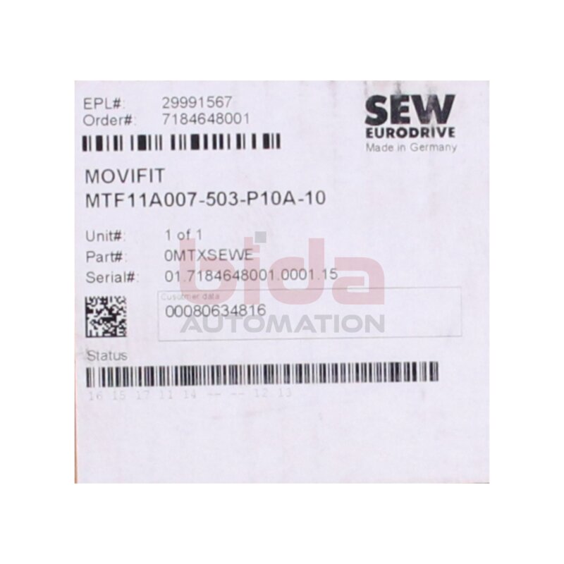 SEW MTF11A007-503-P10A-10 (0MTXSEWE) Movifit Umrichter Inverter